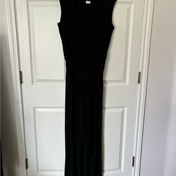 NWT Annalee + Hope Jumpsuit black Sleeveless Faux Wrap V Neck Sz L - Picture 4 of 7
